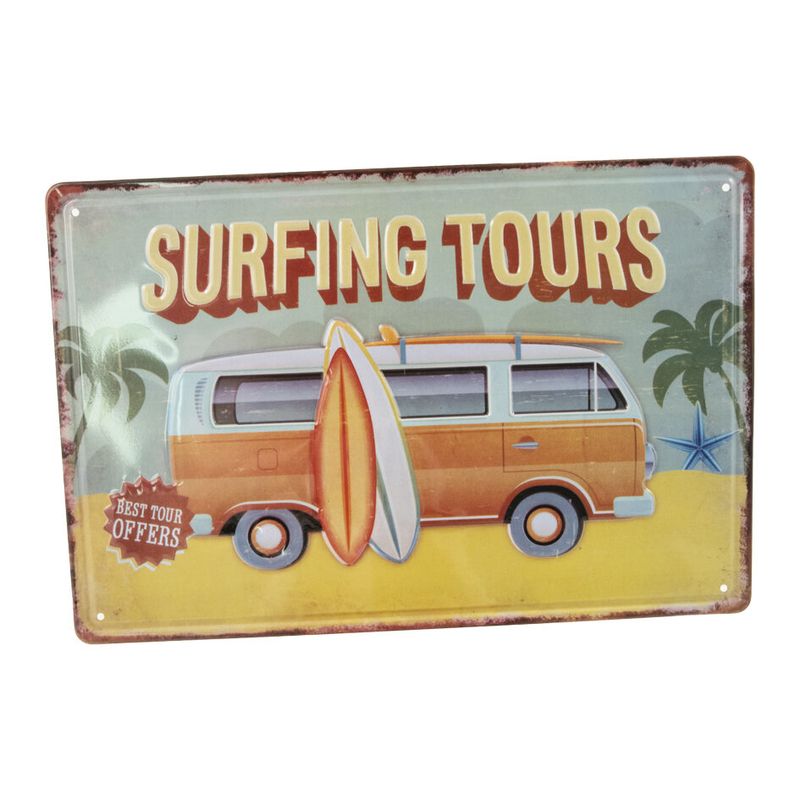 Metalskilt SURFING TOURS 20X30