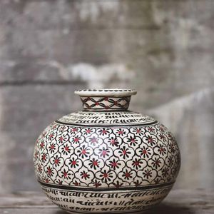 Hovedbilde H&aring;ndmalt Potte I Metall D:30/H:28cm