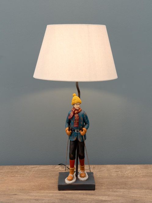 Hovedbilde Bordlampe Vintage mann med truger. Med skjerm
